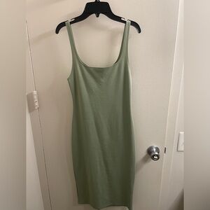 Zara Olive Green Midi Slip Dress